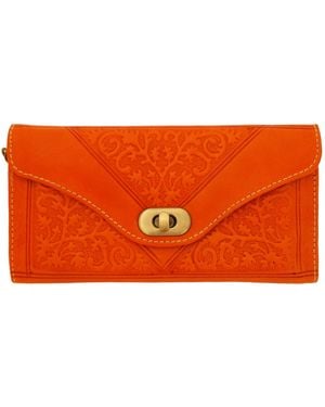 Berber Leather Leather Tri-Fold Purse - Orange