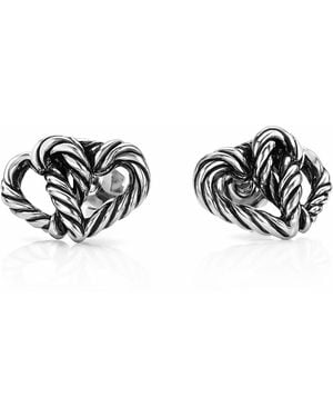 Unaloe Sterling Twisted Heart Stud Earrings – Contemporary Symbolic Designer Jewellery - Black