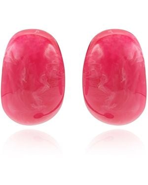 Michael Nash Jewelry Merrie Fuschia Marbled Resin Semi Hoop Clip On Earrings - Pink