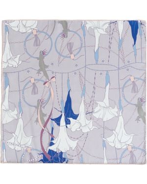 Lost Pattern Datura Silk Pocket Square - Blue