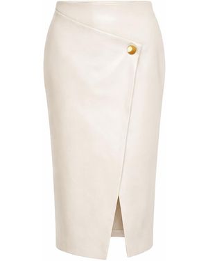 Zetaye Riva Faux Leather Wrap Skirt - Natural