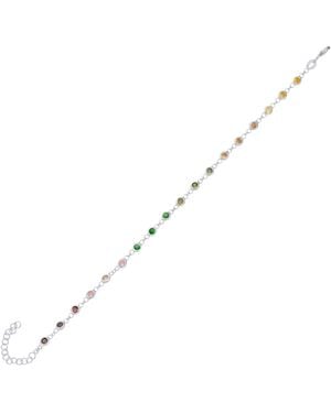 Spero London Colourful Jewelled Sterling Chain Bracelet - Metallic