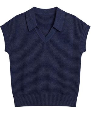 Brodie Cashmere Rippled V Neck Vest - Blue