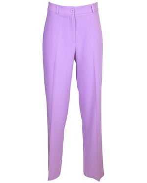 Lalipop Design Wide Leg Tailored Cropped Lilac Trousers - Purple