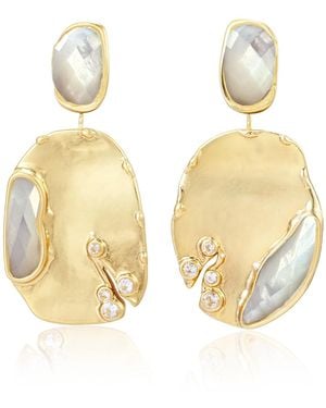 Rare Matters Jewelry Cascade Mother Of Pearl Gemstone Earring Wedding Jewellery Mother's Day - Metallic