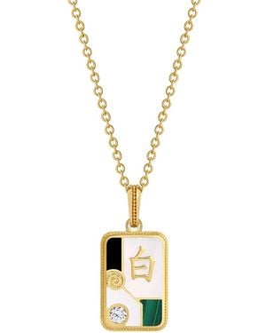 Karma and Luck Clarity Dragon Multi-Stone Mahjong Necklace - Metallic