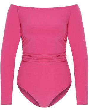 Maan Istanbul Boat Neckline Bodysuit - Pink