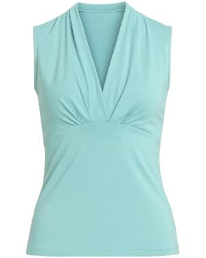 Conquista Sleeveless Draped V-Neck Top - Blue
