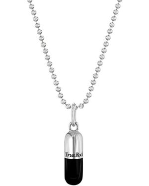 True Rocks Black Enamel & Sterling Silver Small Pill Pendant - Metallic