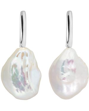 Ora Pearls Aetis Flat Baroque Pearl Hoop Earrings - White