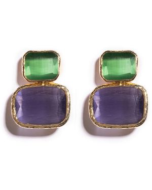 Kybele Studio Colour Block Cat's Eye Earrings - Green