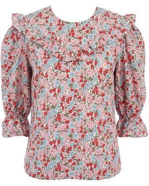 The Well Worn The Trixie Ruffle Top – Arden Floral - Pink