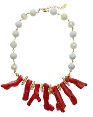 Farra Giant Clam With Corals Statement Necklace - Red