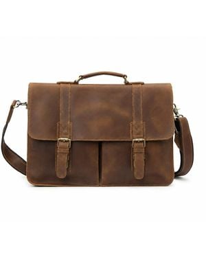 Touri Genuine Leather Laptop Messenger - Brown
