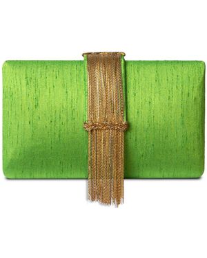 Simitri Moss Fringe Clutch - Green