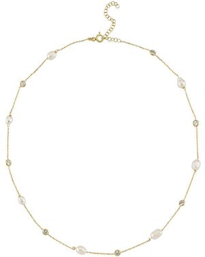 LINYA JEWELLERY Dione Stone Chain Pearl Necklace - Metallic