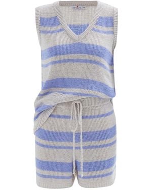 Peraluna Laura Knitted Top & Shorts Matching Set - Blue