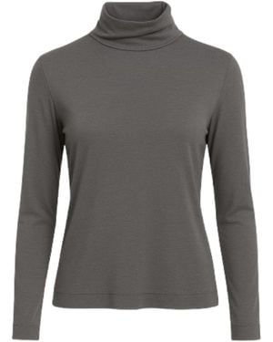 Conquista Classic Long-Sleeve Turtleneck Top - Gray