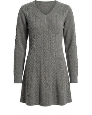Modenaire Cable Knit Dress Sculpted Texture - Grey