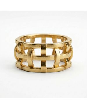 Silver & Elegant Co. Lattice Architectural Band Ring - Metallic