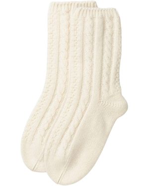 Kinalba Ladies Cable Cashmere Bed Socks - Natural