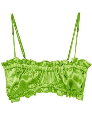 CREASE Silk Scalloped Bandeau Bra - Green