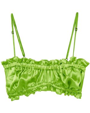 CREASE Silk Scalloped Bandeau Bra - Green