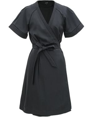 Smart and Joy Short Minimalist Wrap Dress - Black