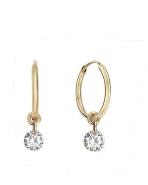 Lily Flo Jewellery Floating Diamond Huggie Hoops - Metallic