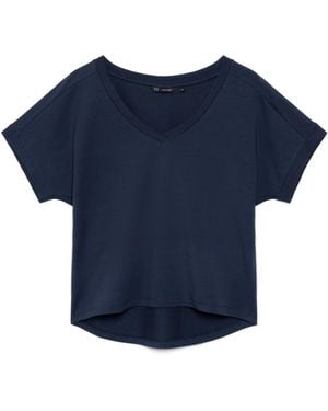 Weartwo London Athena V-Neck, Short Sleeve Top - Blue