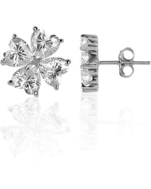 Ep Designs Flower Heart Shape Stud Earring - Metallic