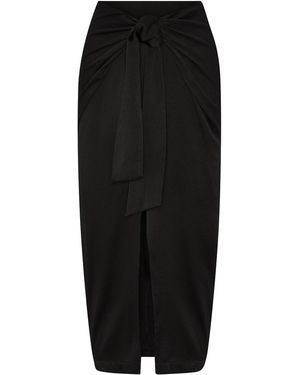 The Summer Edit Talya Hammered Silk Skirt - Black