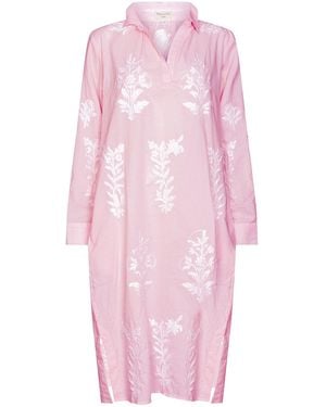 NoLoGo-chic Long Tourist Dress Pale With Embroidery Cotton - Pink