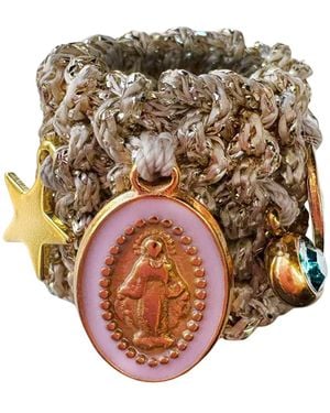 Hilo De Mar Ring Handknitted With Charms - Green