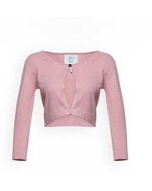 Maison sél Cashmere Crop Cardigan - Pink