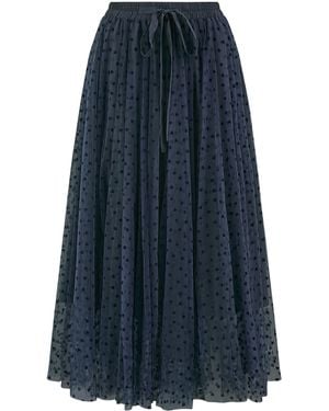 Yumi' Mesh Heart Print Tulle Skirt - Blue