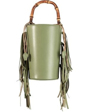 F3Rog by Rana Avocado Fringe Crossbody Bucket Bag - Green