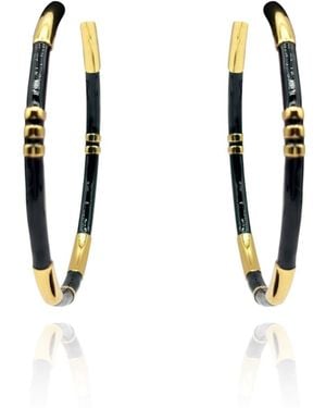 Michael Nash Jewelry Mallory And Stripe Hoop Eaarings - Black