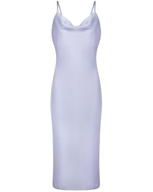 Urban Touch Cowl Neck Satin Slip Midi Dress - Purple