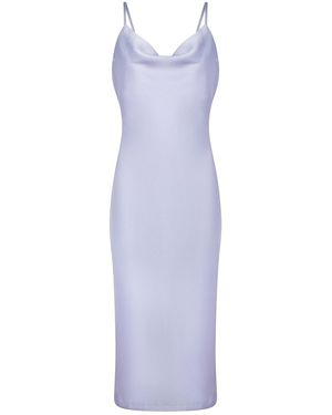 Urban Touch Cowl Neck Satin Slip Midi Dress - Purple