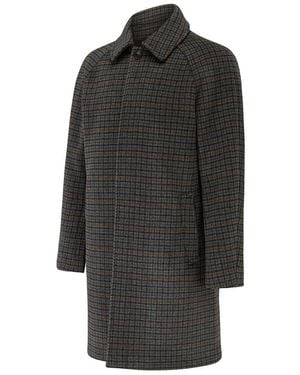 Guards London Coldstream Wool Check Overcoat - Black