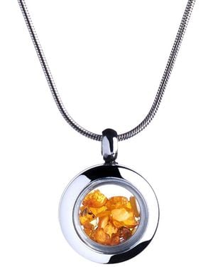My Little Nature Tiny Size Designer Necklace With Genuine Amber Stones - White