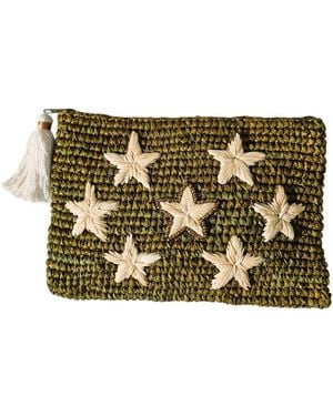 OhSun Starr Raffia Clutch - Green