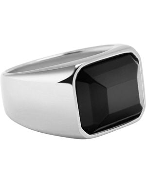 Nialaya Zircon Signet Ring - Black