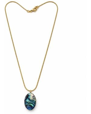 Saéa Abalone Shell Pendant Necklace On-Filled Chain - Metallic