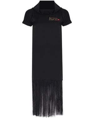 Madebyza Fringe Hem Collar Dress - Black