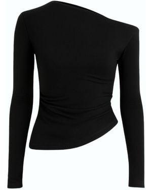 Monlicia Aura One-Shoulder Draped Top – - Black
