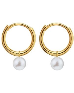 Ora Pearls Minia Pearl Hoops - Metallic