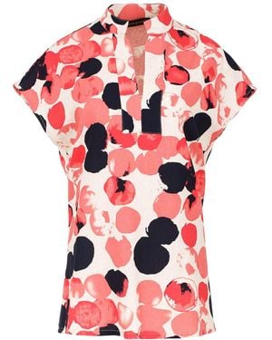 Conquista Apricot Print Linen Style Sleeveless Top - Red