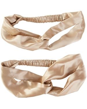 Soft Strokes Silk Neutrals Pure Mulberry Silk Turban Style Headband - Metallic